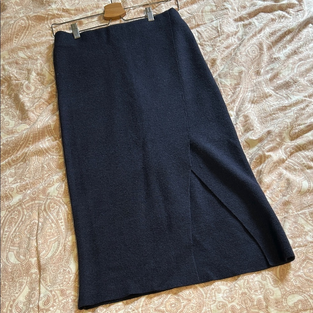 Massimo Dutti Navy Wool Pencil Skirt